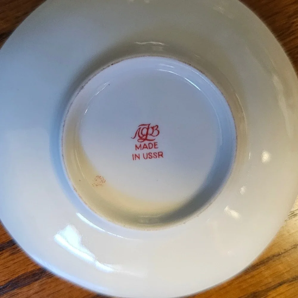 Lomonosov Imperial Porcelain Cobalt Net Tea Cup and Saucer Set Made in USSR 22K